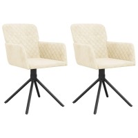 Vidaxl Swivel Dining Chairs 2 Pcs Cream Velvet