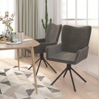 Vidaxl Swivel Dining Chairs 2 Pcs Dark Gray Velvet