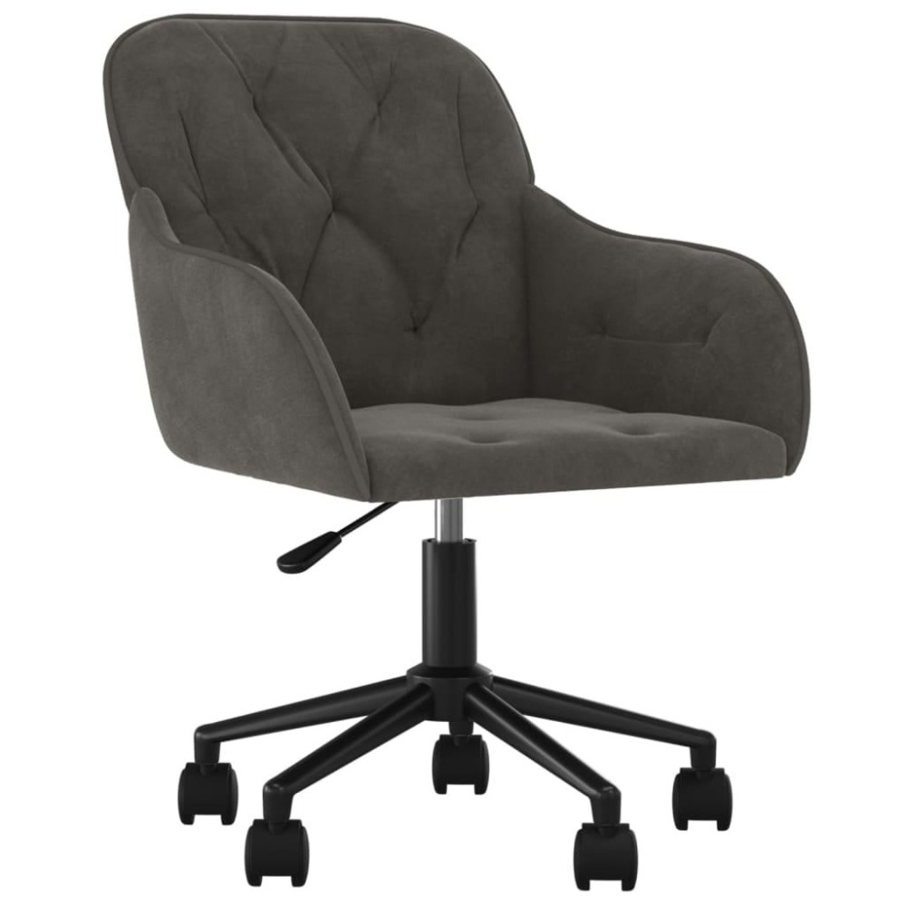 vidaXL Swivel Office Chair Dark Gray Velvet