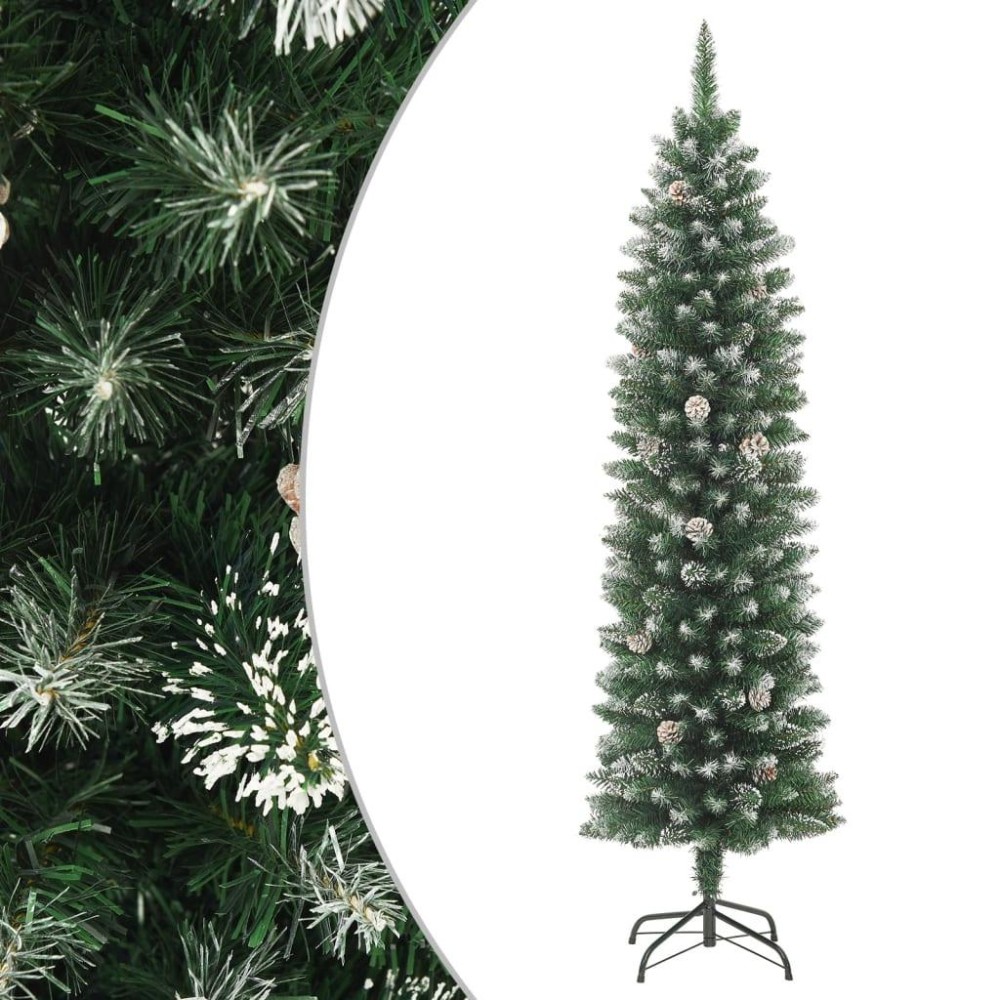 vidaXL Artificial Slim Christmas Tree with Stand 4 ft PVC