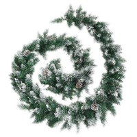 vidaXL Christmas Garland with LED Lights Green 9 ft PVC