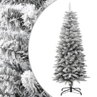 vidaXL Artificial Slim Christmas Tree with Flocked Snow 4 ft PVC&PE