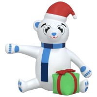 vidaXL Christmas Inflatable Teddy Bear LED 70.9