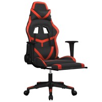 Vidaxl Massage Gaming Chair With Footrest Black&Red Faux Leather