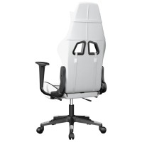 vidaXL Massage Gaming Chair with Footrest White&Black Faux Leather