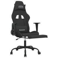 vidaXL Massage Gaming Chair with Footrest Black Fabric