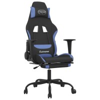 Vidaxl Massage Gaming Chair With Footrest Black And Blue Fabric