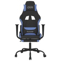 Vidaxl Massage Gaming Chair With Footrest Black And Blue Fabric