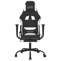 Vidaxl Massage Gaming Chair With Footrest Black And White Fabric