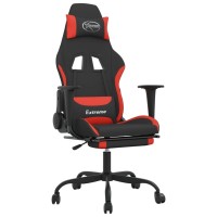 Vidaxl Massage Gaming Chair With Footrest Black And Red Fabric