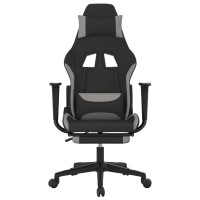 vidaXL Massage Gaming Chair with Footrest Black and Light Gray Fabric