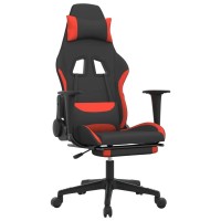 Vidaxl Massage Gaming Chair With Footrest Black And Red Fabric