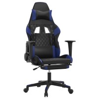 Vidaxl Massage Gaming Chair With Footrest Black&Blue Faux Leather