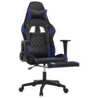 Vidaxl Massage Gaming Chair With Footrest Black&Blue Faux Leather