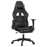 Vidaxl Massage Gaming Chair With Footrest Black&Gray Faux Leather