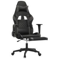 Vidaxl Massage Gaming Chair With Footrest Black&Gray Faux Leather