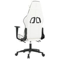 vidaXL Massage Gaming Chair with Footrest White&Black Faux Leather