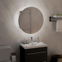 Vidaxl Bathroom Cabinet With Round Mirror&Led Oak 15.7X15.7X6.9