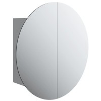 Vidaxl Bathroom Cabinet With Round Mirror&Led Gray 18.5X18.5X6.9
