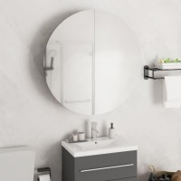 Vidaxl Bathroom Cabinet With Round Mirror&Led White 21.3X21.3X6.9