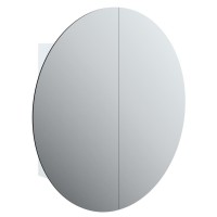 Vidaxl Bathroom Cabinet With Round Mirror&Led White 21.3X21.3X6.9