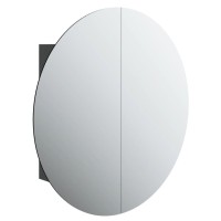 Vidaxl Bathroom Cabinet With Round Mirror&Led Black 21.3X21.3X6.9