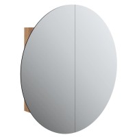 Vidaxl Bathroom Cabinet With Round Mirror&Led Oak 21.3X21.3X6.9