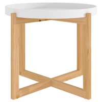 Vidaxl Coffee Table White 20.9X20.9X17.1 Engineered Wood&Solid Wood Pine