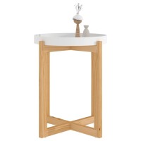 Vidaxl Coffee Table White 16.1X16.1X19.1 Engineered Wood&Solid Wood Pine