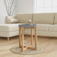 Vidaxl Coffee Table Gray 16.1X16.1X19.1 Engineered Wood&Solid Wood Pine