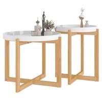 Vidaxl Coffee Tables 2 Pcs White Engineered Wood And Solid Wood Pine