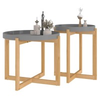 vidaXL Coffee Tables 2 pcs Gray Engineered Wood and Solid Wood Pine