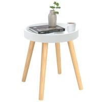 Vidaxl Side Table White 15X15X15.7 Engineered Wood&Solid Wood Pine