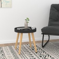 Vidaxl Side Table Black 15X15X15.7 Engineered Wood&Solid Wood Pine