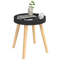 Vidaxl Side Table Black 15X15X15.7 Engineered Wood&Solid Wood Pine