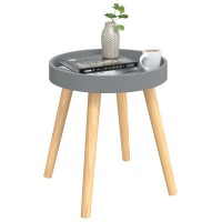 Vidaxl Side Table Gray 15X15X15.7 Engineered Wood&Solid Wood Pine