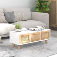 Vidaxl Coffee Table White 31.5X15.7X11.8 Engineered Wood&Solid Wood Pine