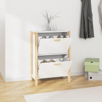 Vidaxl Shoe Cabinet White 22.6X13X31.5 Engineered Wood