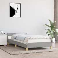 Vidaxl Bed Frame With Headboard Light Gray 39.4X74.8 Twin Fabric