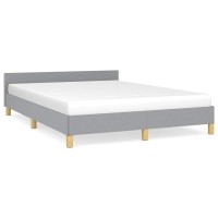 vidaXL Bed Frame with Headboard Light Gray 53.9