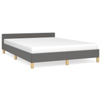 vidaXL Bed Frame with Headboard Dark Gray 59.8