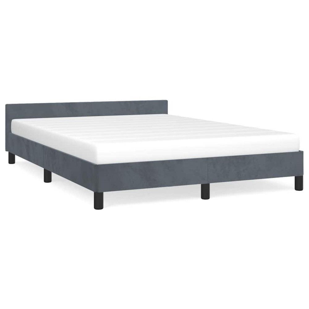 vidaXL Bed Frame with Headboard Dark Gray 53.9