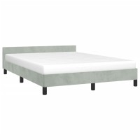 vidaXL Bed Frame with Headboard Light Gray 59.8