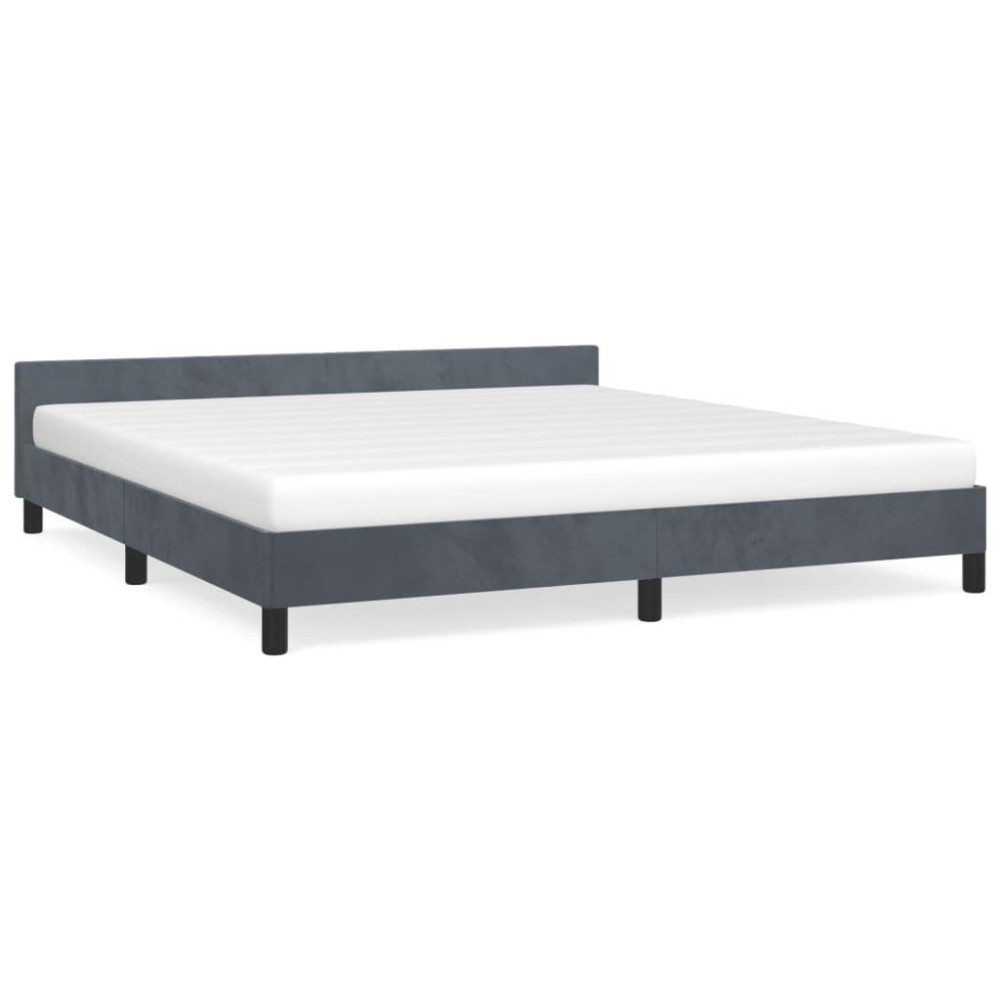 vidaXL Bed Frame with Headboard Dark Gray 76