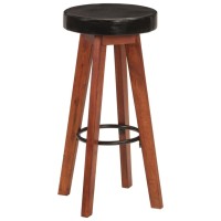 vidaXL Bar Stools 2 pcs Real Leather and Solid Wood Acacia