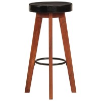 vidaXL Bar Stools 2 pcs Real Leather and Solid Wood Acacia