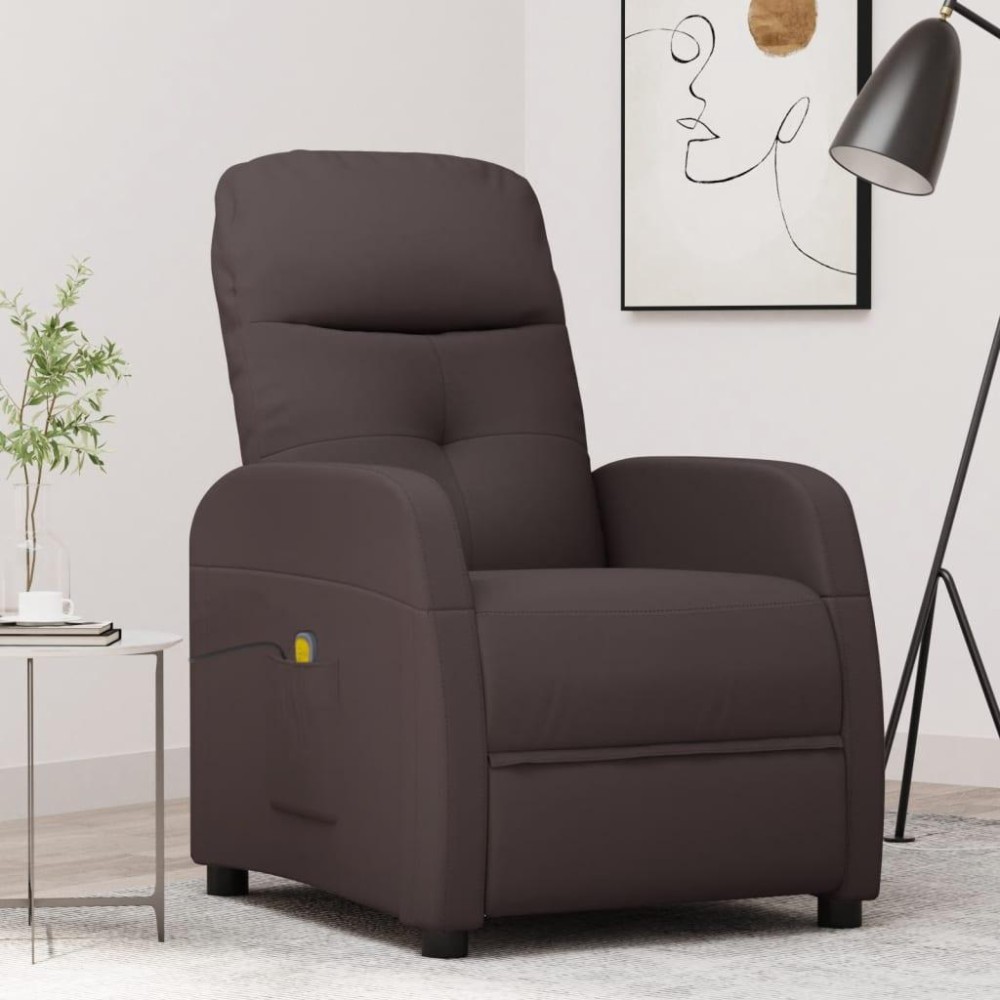 vidaXL Massage Chair Dark Brown Fabric