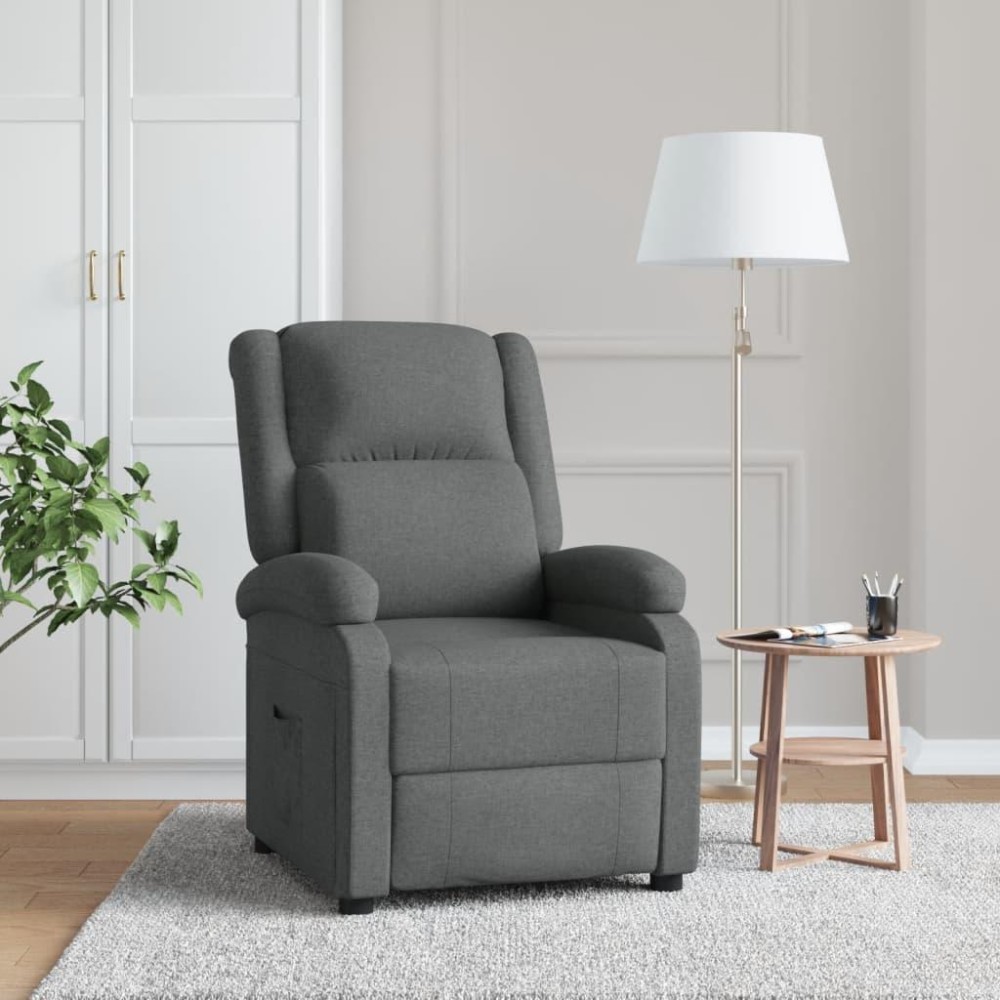 vidaXL Recliner Chair Dark Gray Fabric