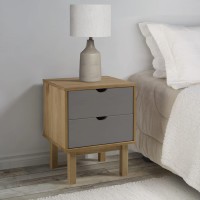 Vidaxl Bedside Cabinet Otta Brown&Gray 18.1X15.6X22.4 Solid Wood Pine