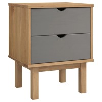 Vidaxl Bedside Cabinet Otta Brown&Gray 18.1X15.6X22.4 Solid Wood Pine